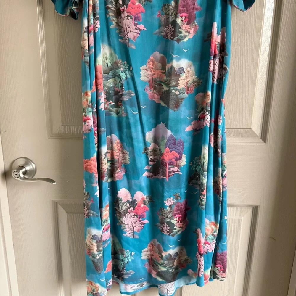 Anthropologie puff sleeve smocked midi dress size Small - Picture 4 of 11